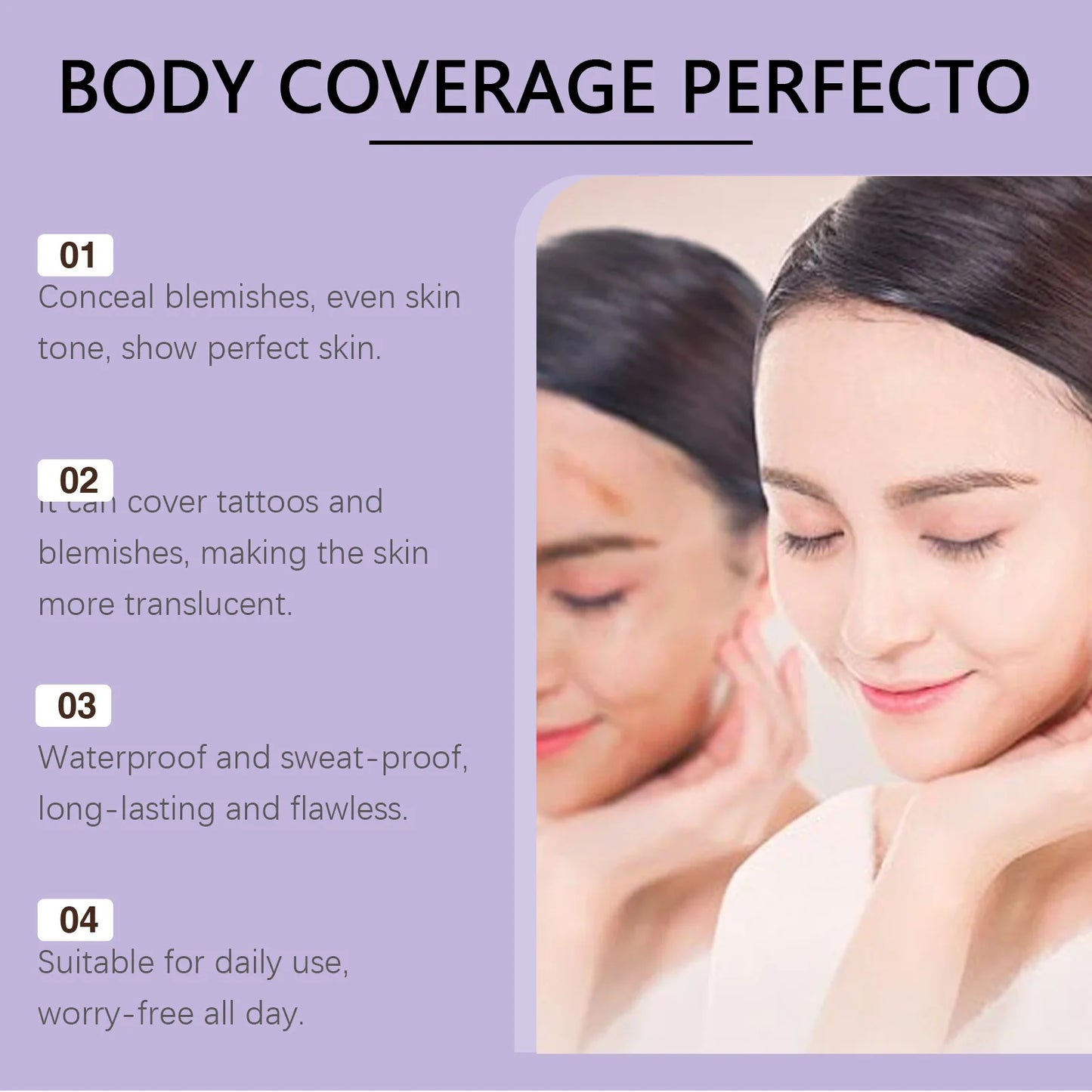 EELHOE Body Concealer Full Coverage Covering Tattoo Sweatproof Waterproof Body Foundation Body Coverage Perfector Makeup 74g