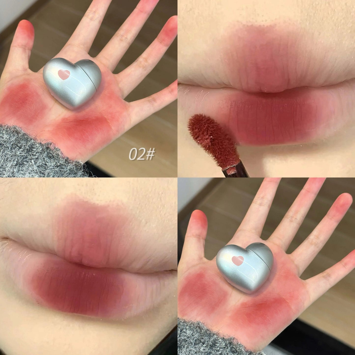 Mini Black Silver Heart Velvet Matte Lipstick Lip Mud Lip Gloss Nude Waterproof Lasting Lip Tint Cosmetic Makeup