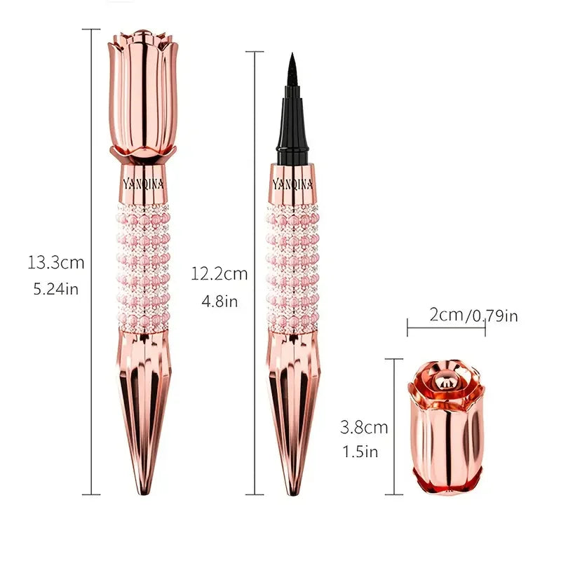 Precision Black Liquid Eyeliner,Eyeliner with Rhinestones,Long-Lasting Waterproof and Sweat-Proof,Quick-Dry Eyeliner Eye Makeup