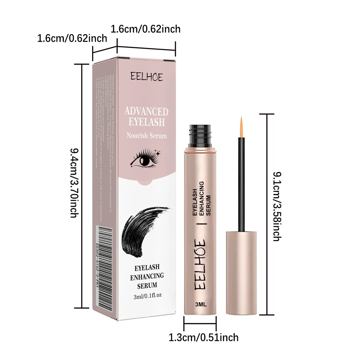 Eelhoe 3ml Eyelash Growth Serum Strengthen Eye Lash Curl Lengthening Makeup Enhancer  Lash Eyebrow Fuller Thicken Eyelash Serum