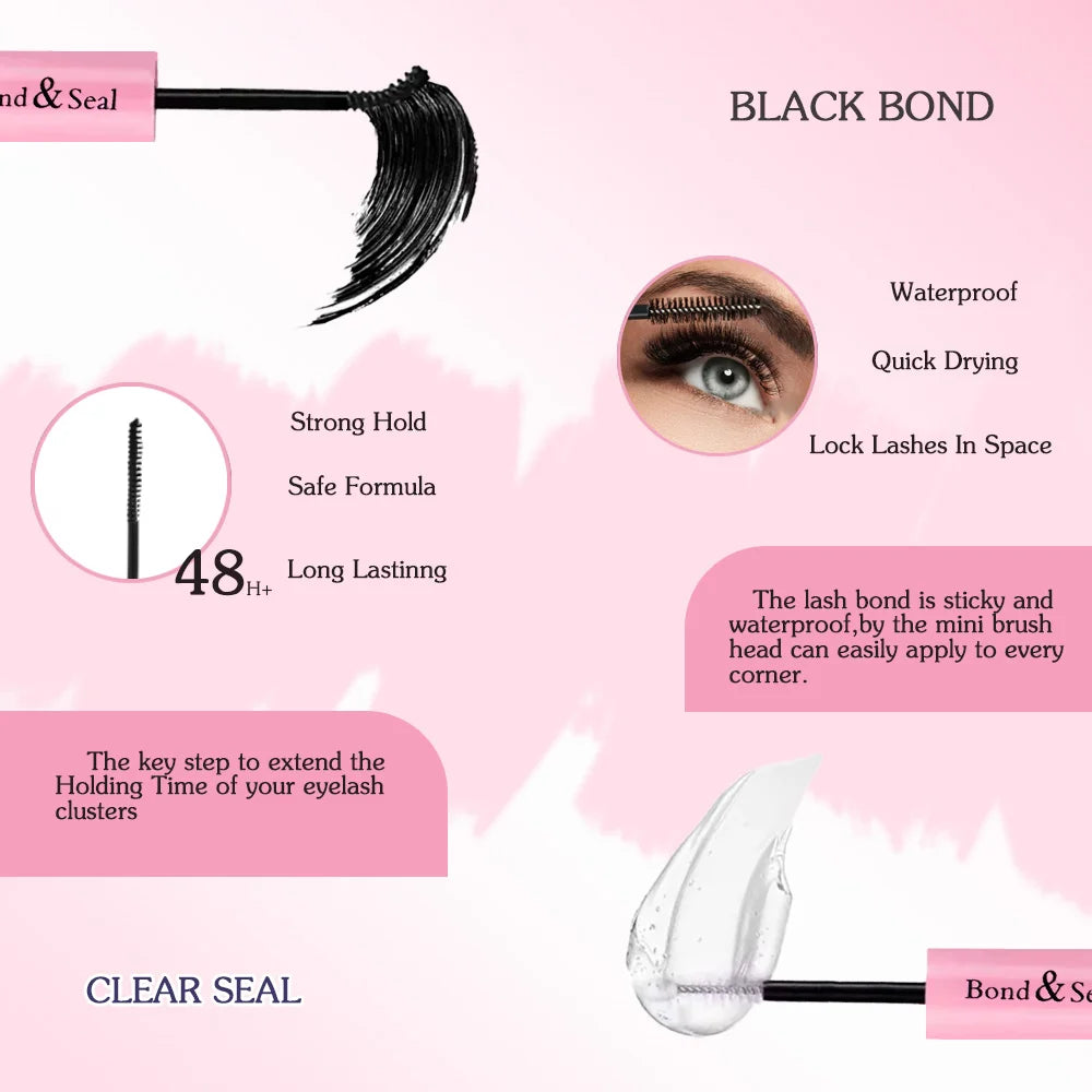 3D 190 PCS Cluster Lashes Kit – Lash Bond and Seal, Makeup Tools,DIY Lash Extension Set with Glue Accessories and Eyelash Curler