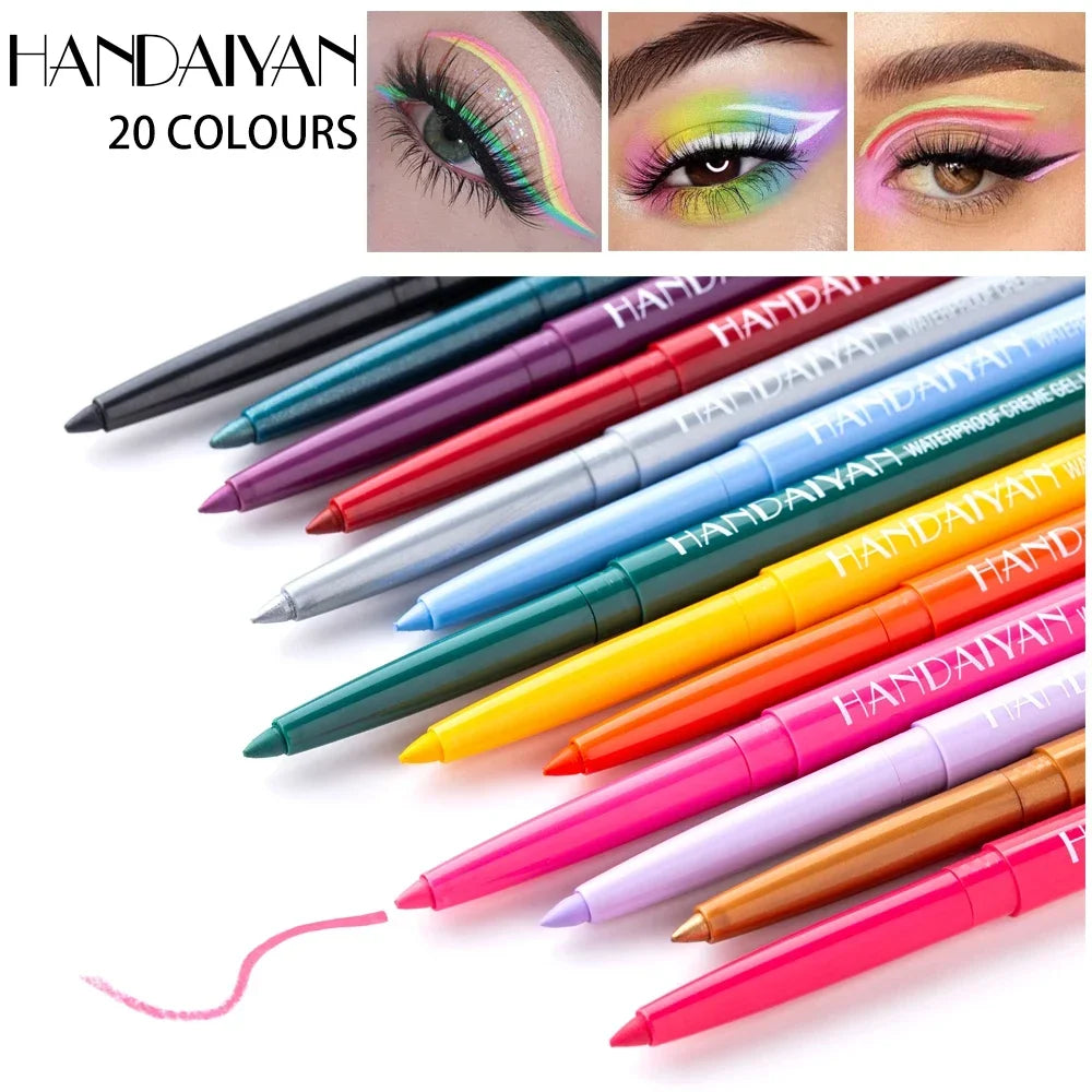 Matte Colorful Eye Liner Pen Cream 20 Colors Eyeliner Gel Pencils Option Easy To Wear Make Up Cosmetics White Yellow Blue Purple