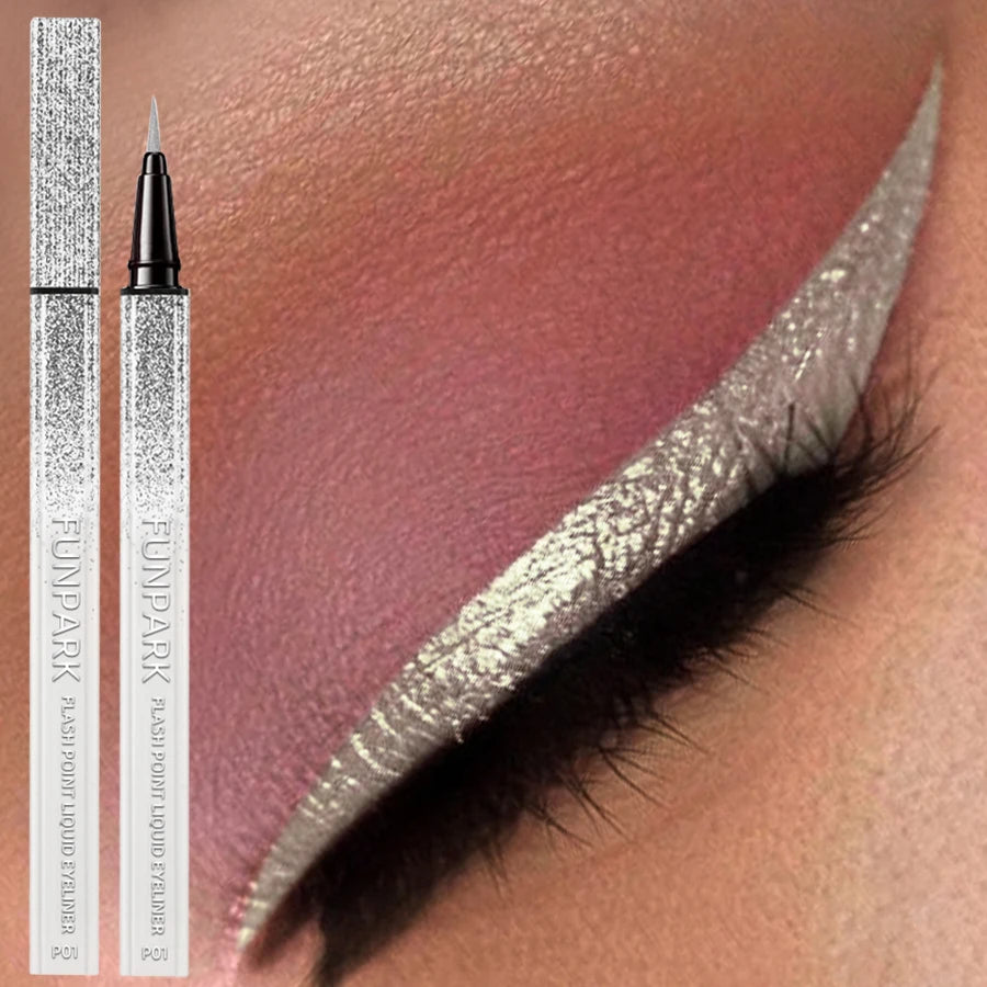 6 Color Diamond Shiny Eye Liner Eyeshadow Waterproof Quick-dry Silver Gold Metellic Pearlescent Liquid Eyeliner Makeup Gilfts