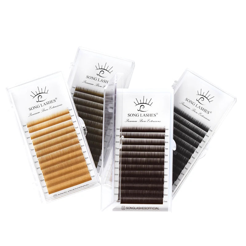 Song Lashes I Curly Eyebrow Extensions 12 Lines Per Piece Korean PBT Material Various Colors Soft and Resemble to Human Hairs