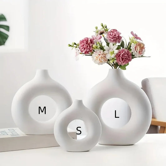 Modern Nordic Donut Vase – Elegant Decorative Centerpiece