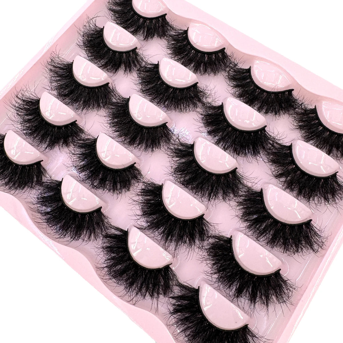 New 10 Pairs 3D Faux Mink Lashes Wispy Fluffy 25MM False Eyelashes Thick Volume Dramatic Cat Eye Lashes Long Strip Wispy Makeup