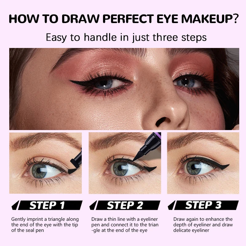Rave Lady Black Stamp Eyeliner Pencil Double-ended Waterproof Quick Drying Long-Lasting Liquid Eyeliner Makeup Eyes Cosmetics