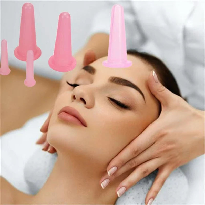 2Pcs/set Natural Silicone Cupping Massage Cup for Body Fac Neck Eye Massage Vacuum Tank Body Facial Care Anti-aging Beauty Tool