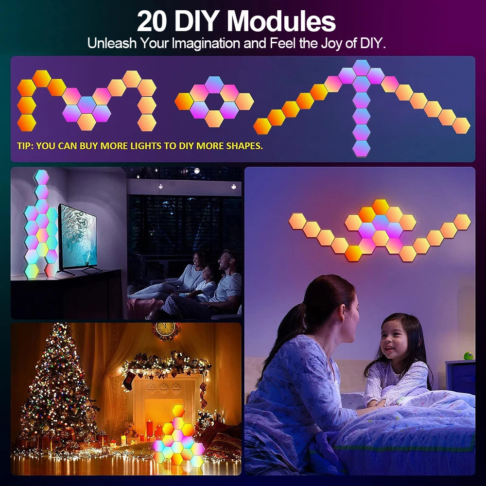 Smart RGB Hexagon Wall Lights – DIY Gaming Decor