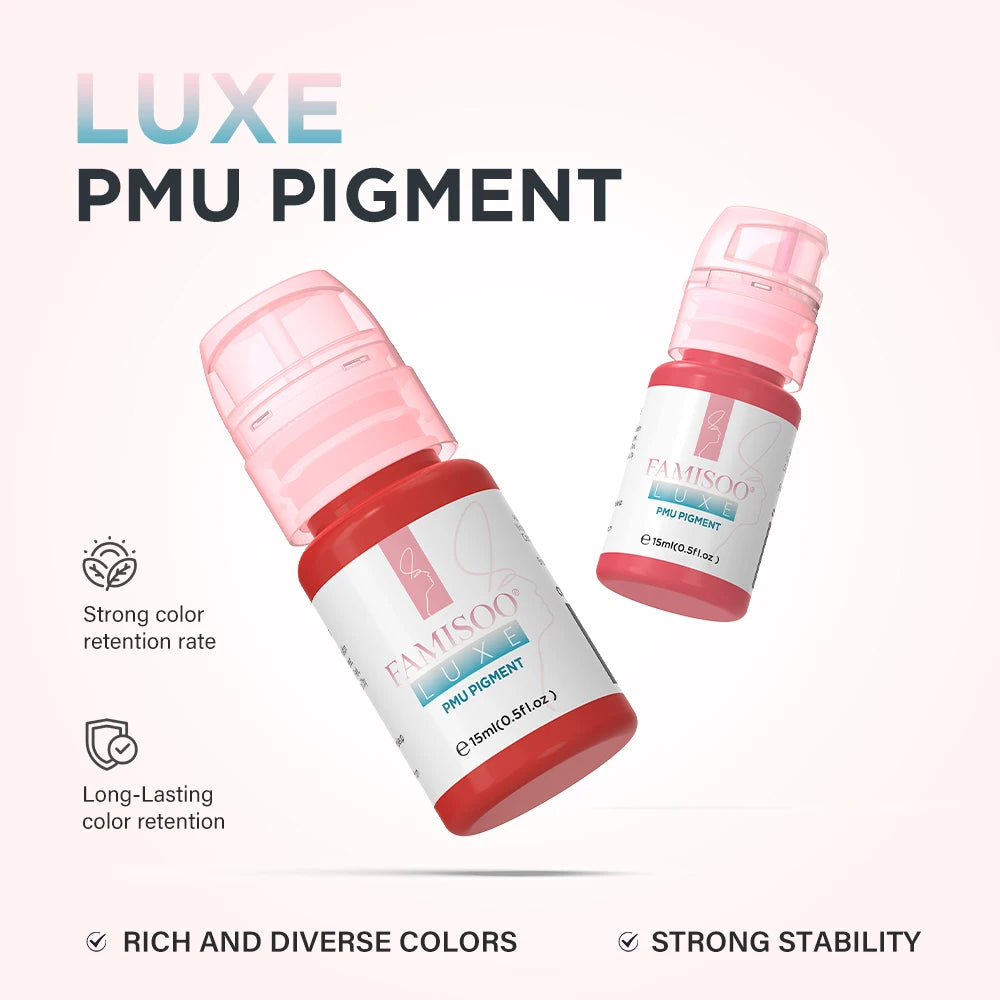 15ML Luxe PMU Pigment Europe's Best-selling 9 colors Lip Tattoo Ink For Semi Permanent Makeup Nano Lips Microblading Pigment