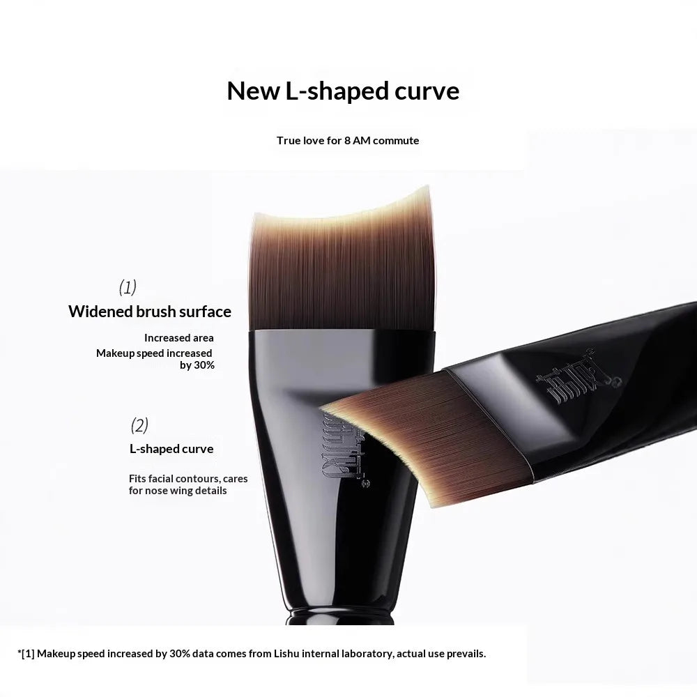 LISHU L-Shaped Foundation Brush Ultra Thin Curved Makeup Brush Seamless Liquid Concealer Blending Brush Professional Makeup Tool