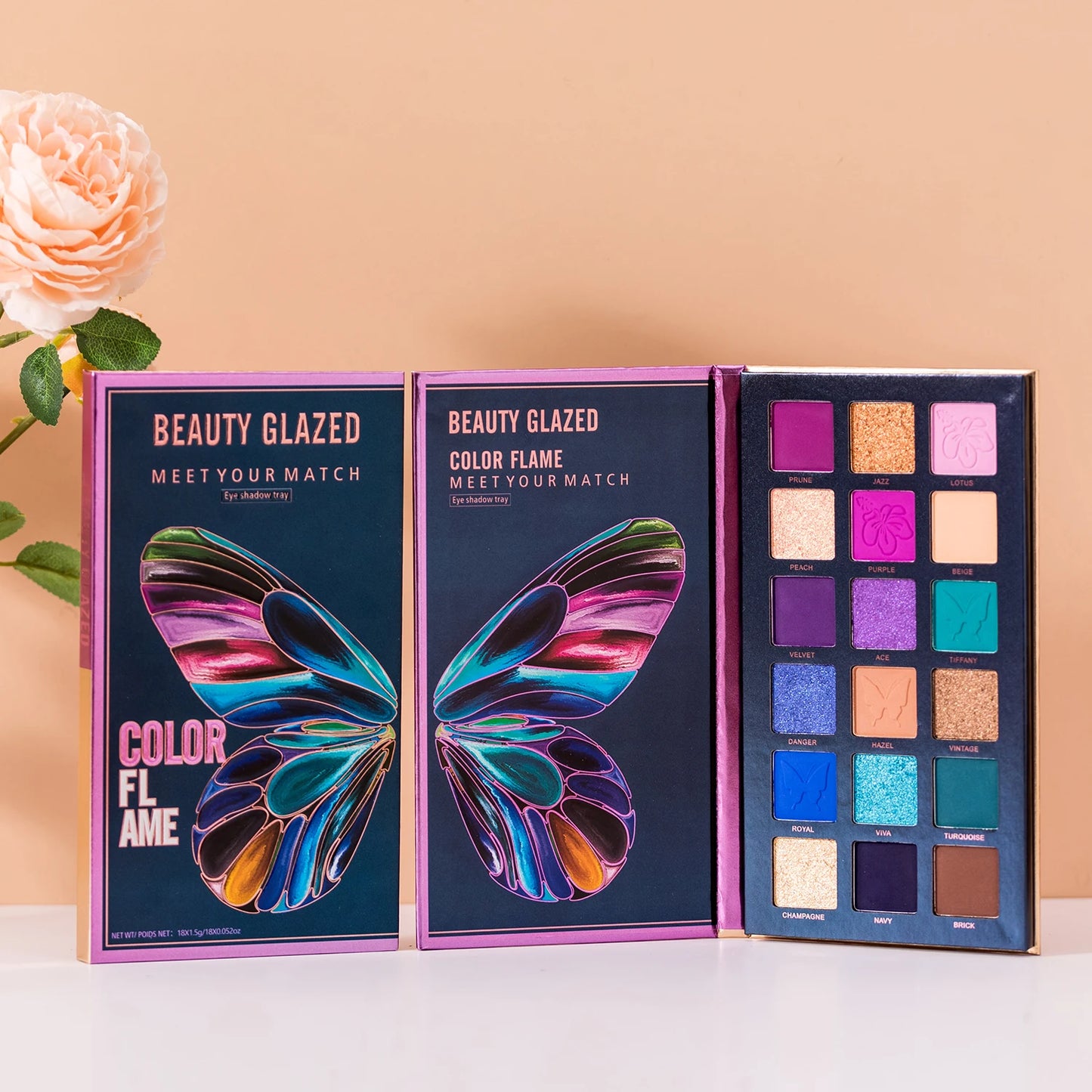 BEAUTY GLAZED Butterfly Highly Pigmented Eyeshadow Palette Smooth Matte & Shimmer Eye Shadow Easy To Blend 18 Colors Eye Makeup