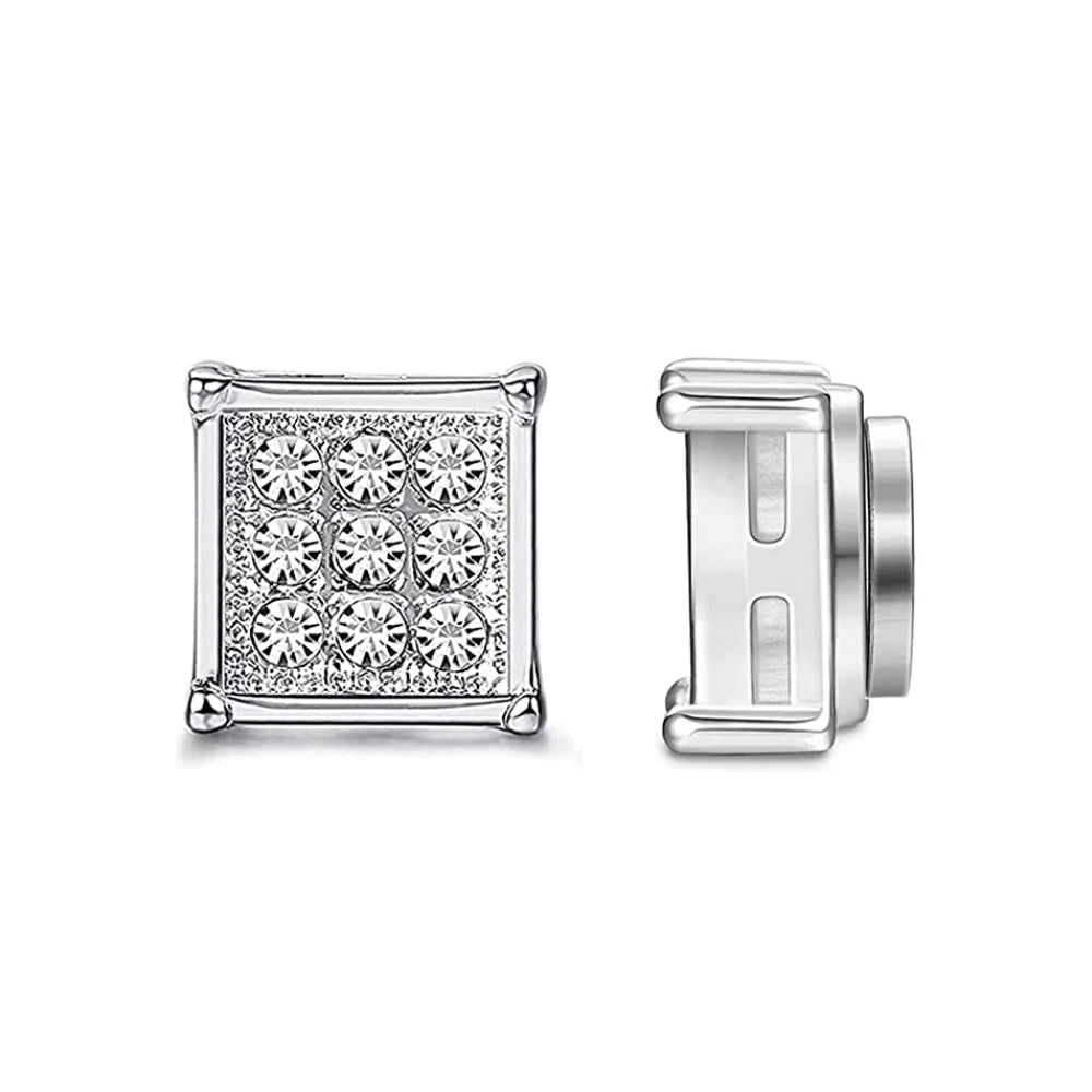 1-12 Pair Stainless Steel Magnetic Non Piercing Inlaid Cubic Zirconia Stud Earrings Clip on Hoop Earrings Set for Men Women
