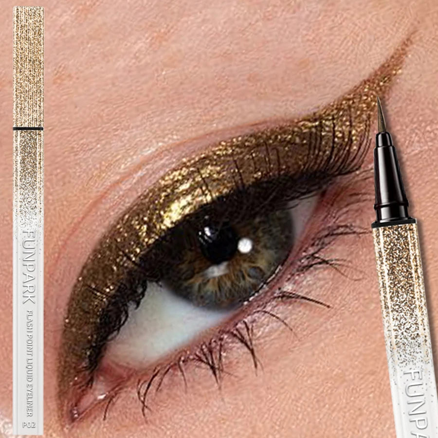 6 Color Diamond Shiny Eye Liner Eyeshadow Waterproof Quick-dry Silver Gold Metellic Pearlescent Liquid Eyeliner Makeup Gilfts