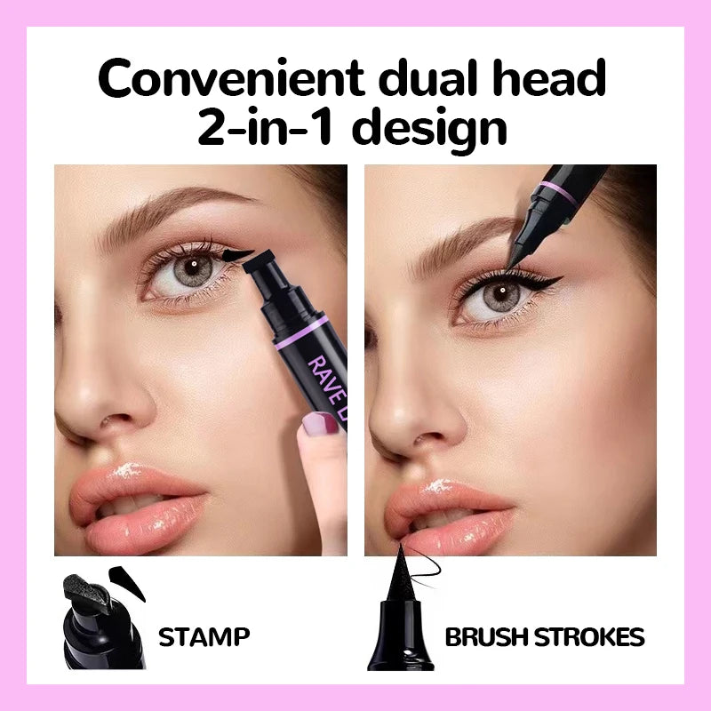 Rave Lady Black Stamp Eyeliner Pencil Double-ended Waterproof Quick Drying Long-Lasting Liquid Eyeliner Makeup Eyes Cosmetics