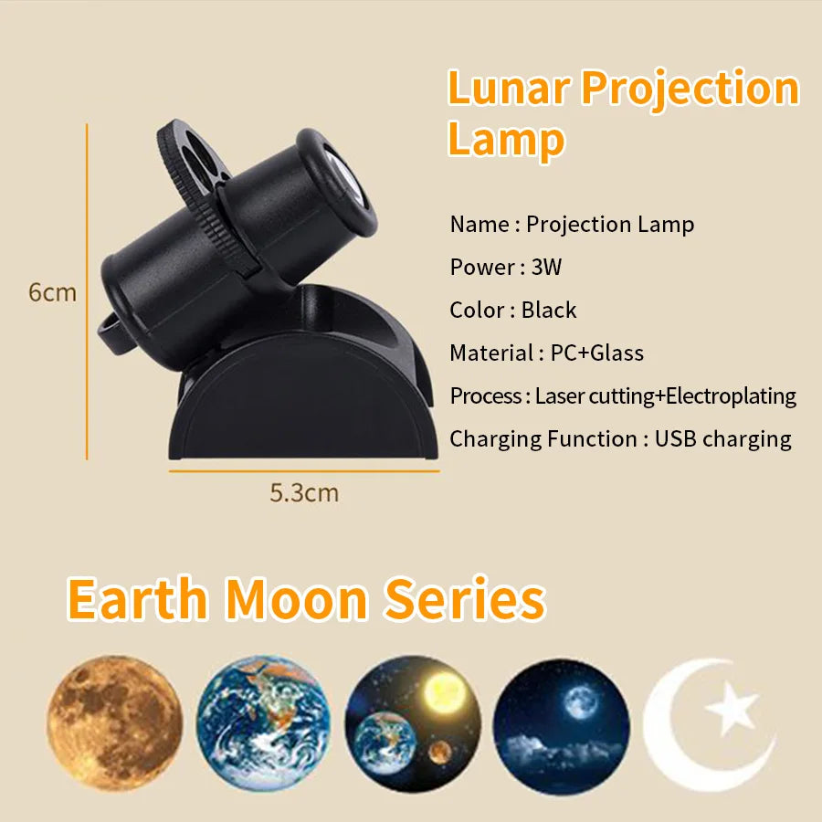 USB Moon & Planet Projection Lamp – LED Night Light