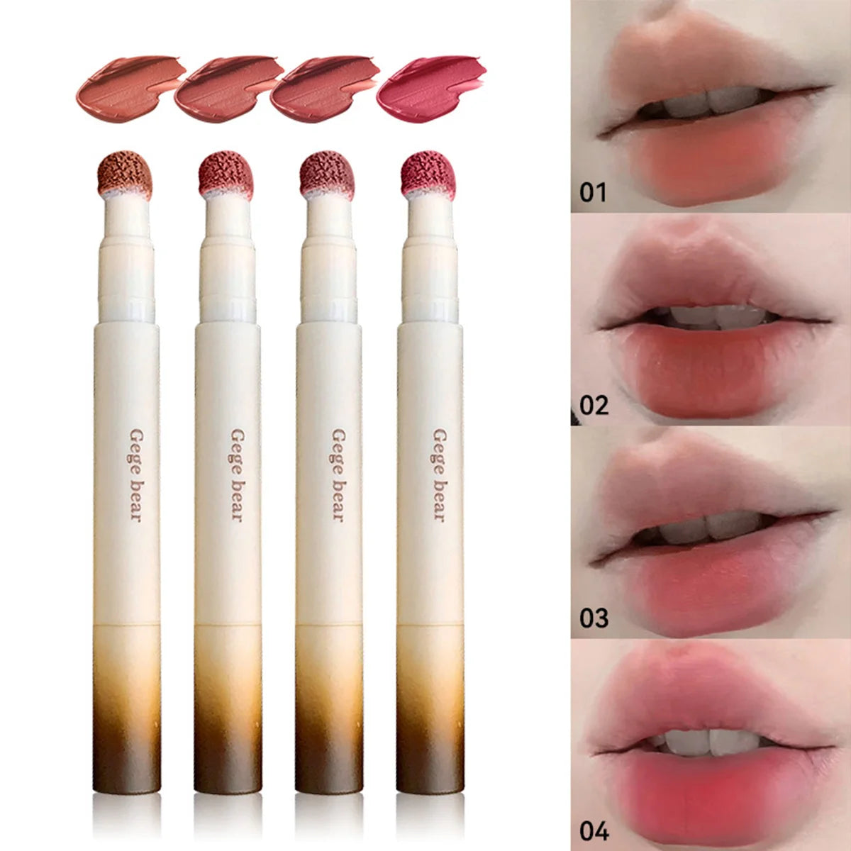 Gege Bear 1Pc Rotary Lipstick Pen - Velvet Matte, Easy Color, Waterproof For Autumn-Winter Liquid Lipstick,Natural makeup