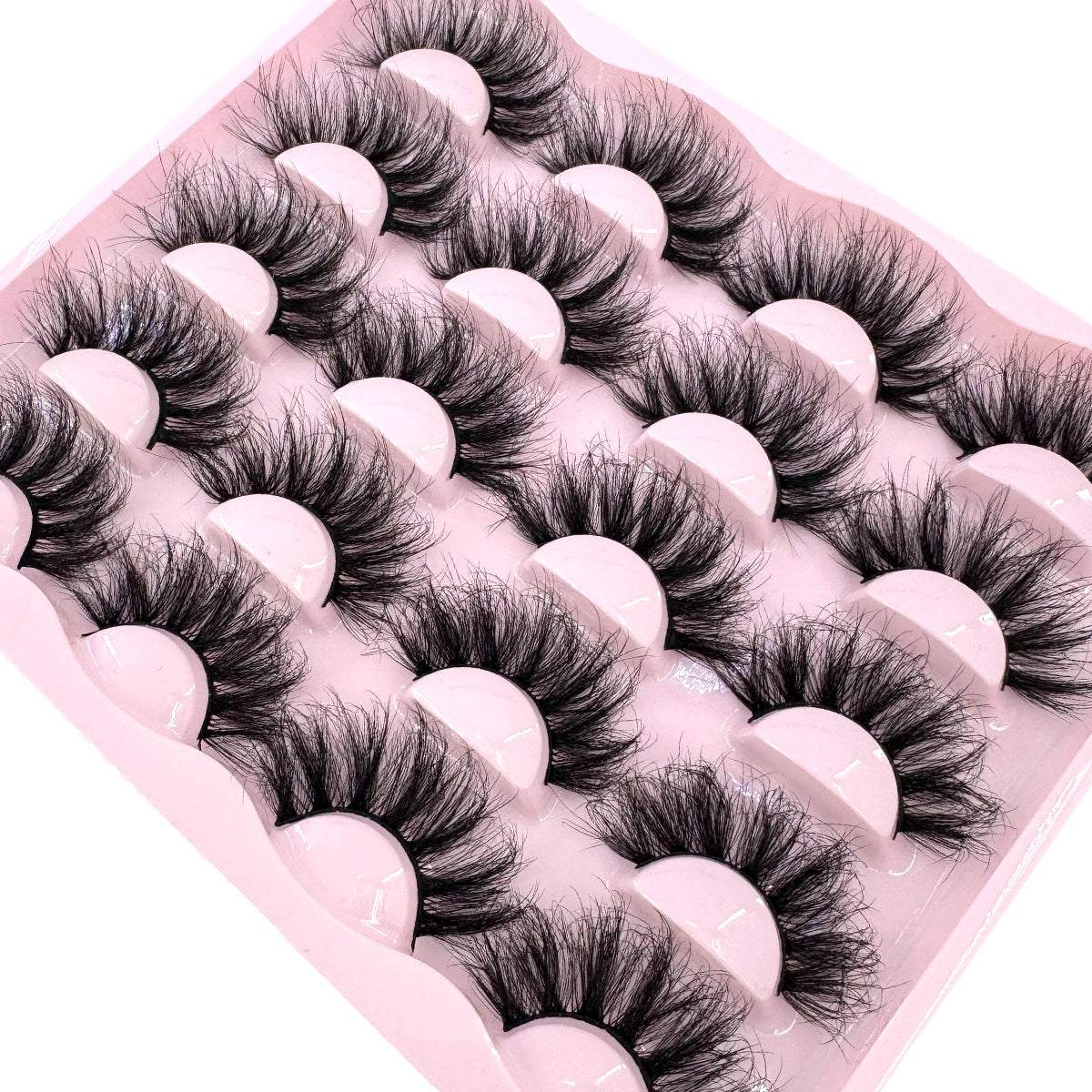 New 10 Pairs 3D Faux Mink Lashes Wispy Fluffy 25MM False Eyelashes Thick Volume Dramatic Cat Eye Lashes Long Strip Wispy Makeup