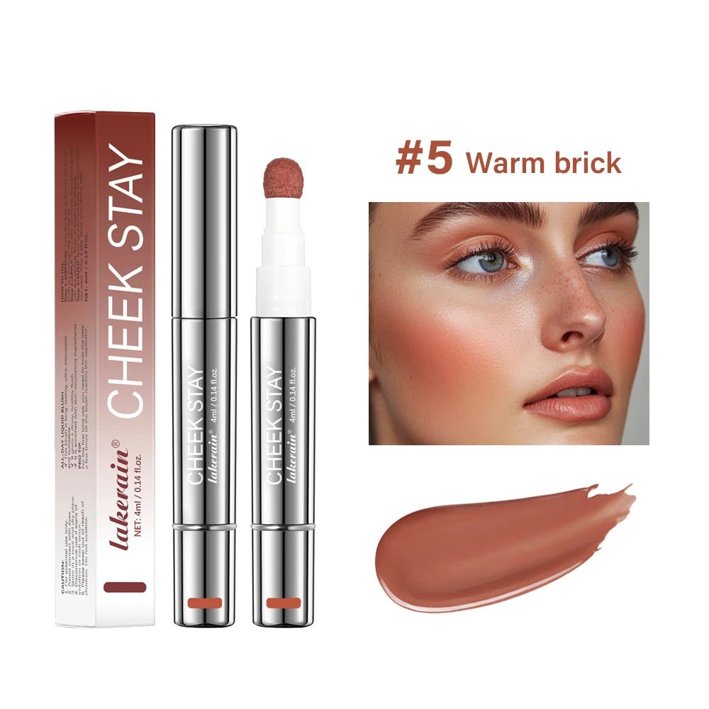 Cheek Blusher 6 colors Long-Lasting Cheek Stain All-Day Blendable Liquid Blush Long-Lasting Blush Sponge Applicator Cheek Makeup