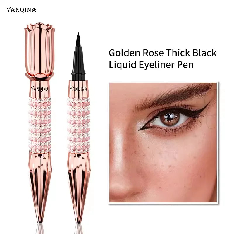 Precision Black Liquid Eyeliner,Eyeliner with Rhinestones,Long-Lasting Waterproof and Sweat-Proof,Quick-Dry Eyeliner Eye Makeup