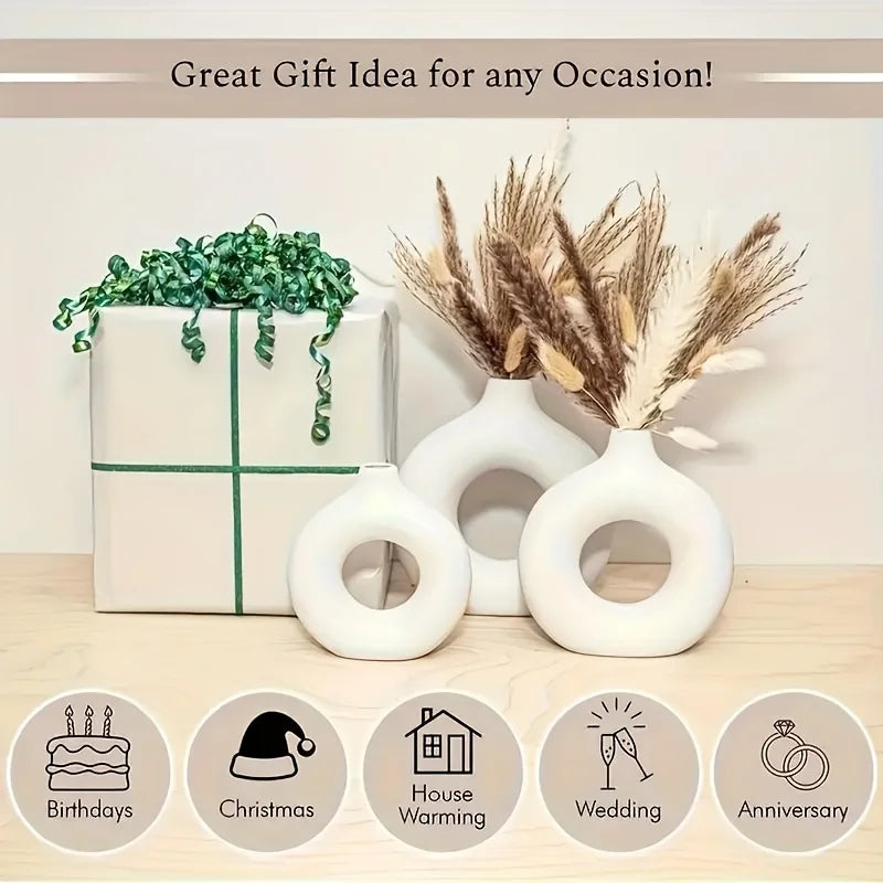 Modern Nordic Donut Vase – Elegant Decorative Centerpiece