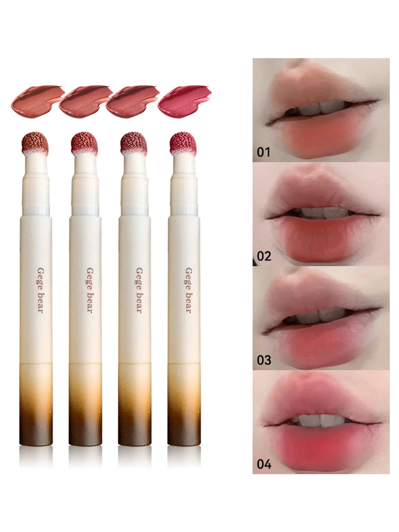 Gege Bear 1Pc Rotary Lipstick Pen - Velvet Matte, Easy Color, Waterproof For Autumn-Winter Liquid Lipstick,Natural makeup