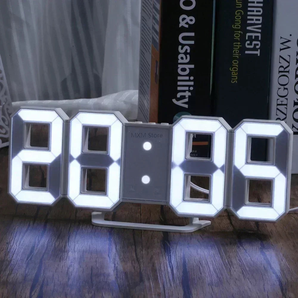 3D LED Digital Wall Clock – Modern Aesthetic Night Light & Decor