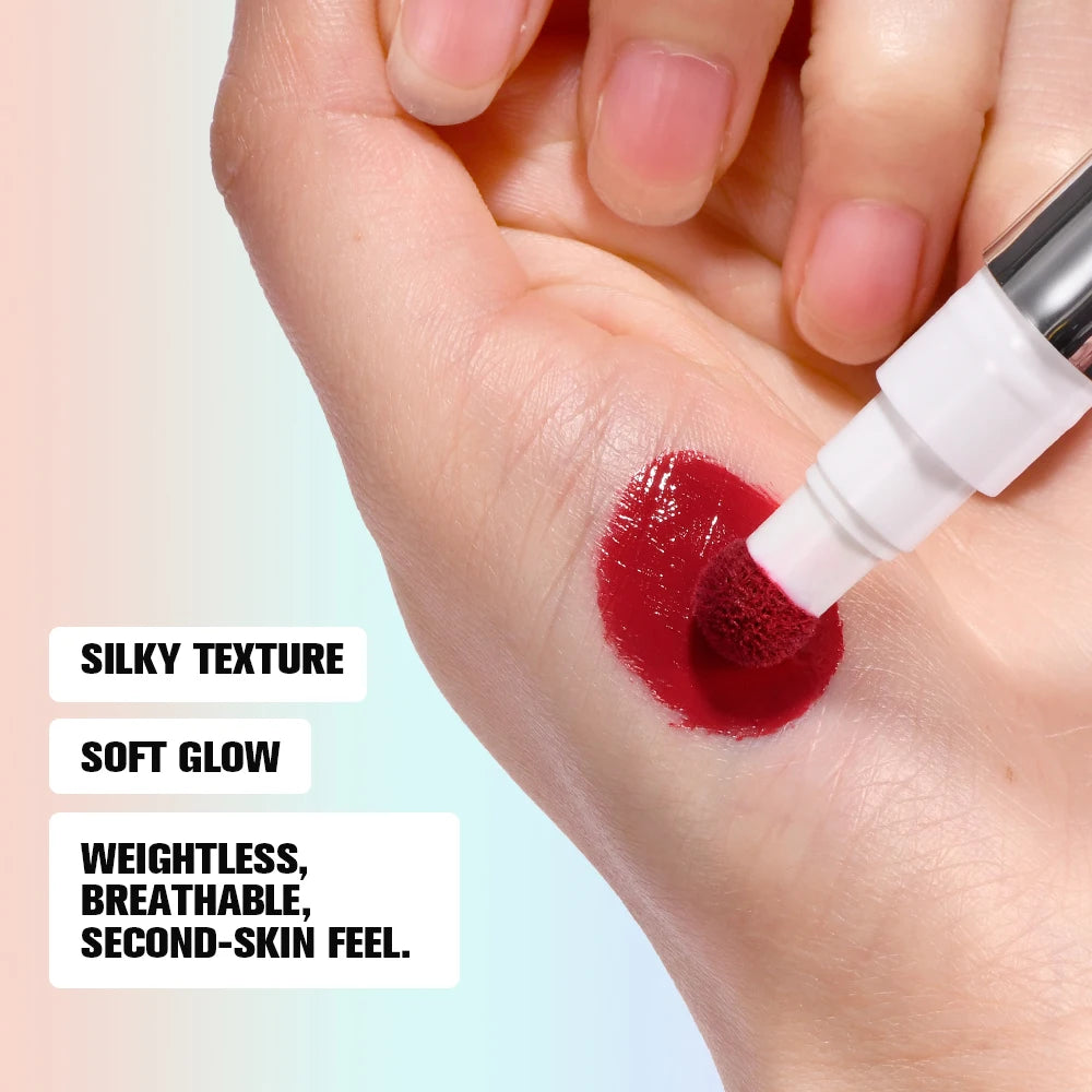 Cheek Blusher 6 colors Long-Lasting Cheek Stain All-Day Blendable Liquid Blush Long-Lasting Blush Sponge Applicator Cheek Makeup