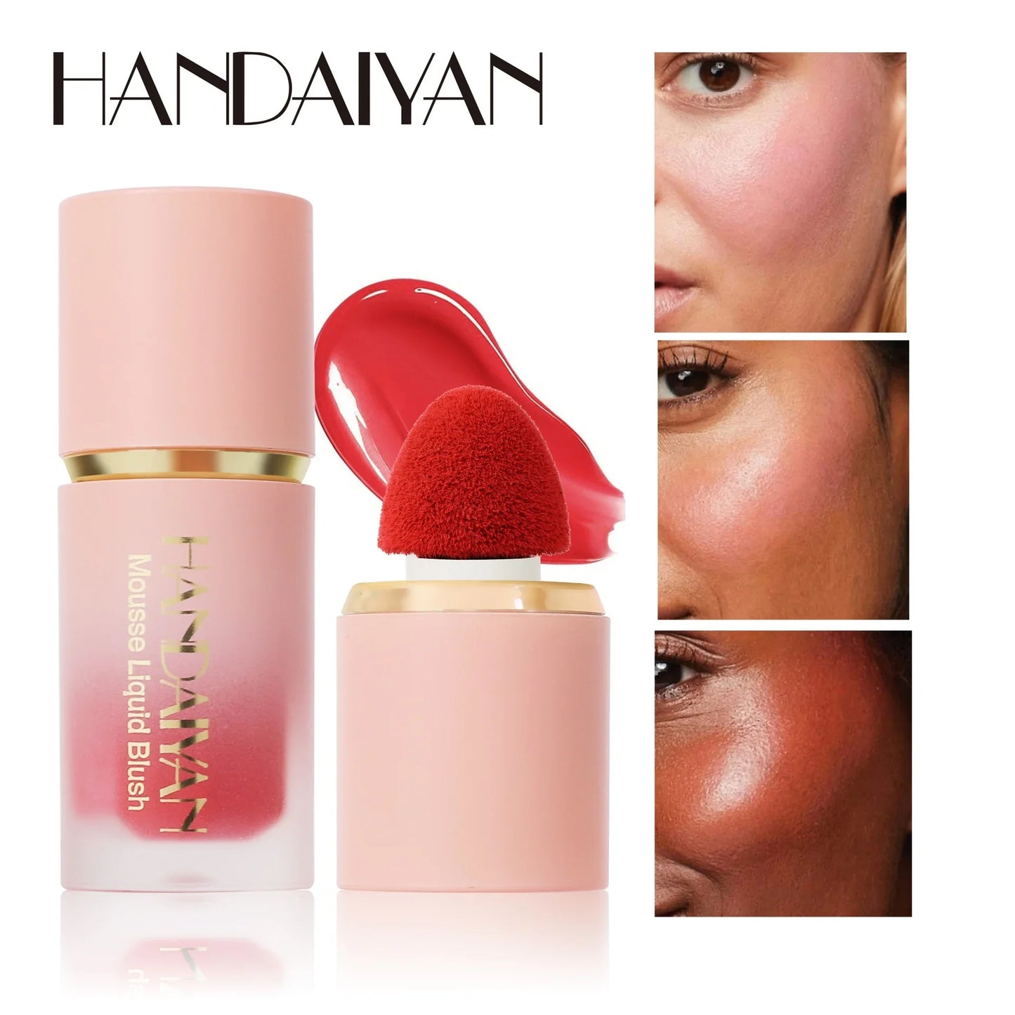 HANDAIYAN Liquid Blush Facial Matte Makeup Lasting Easy to Color Make Up Blusher With Sponge Brush Tip Velvet Rouge Cosmetics