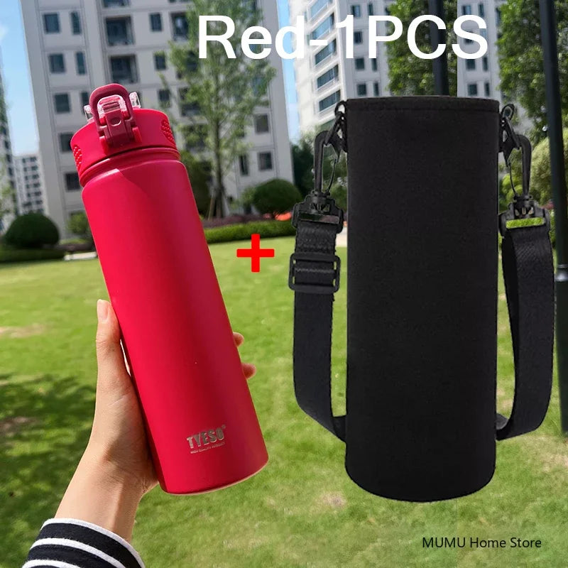 TYESO Stainless Steel Thermal Bottle 600–750ml with Straw | Hot & Cold Insulated