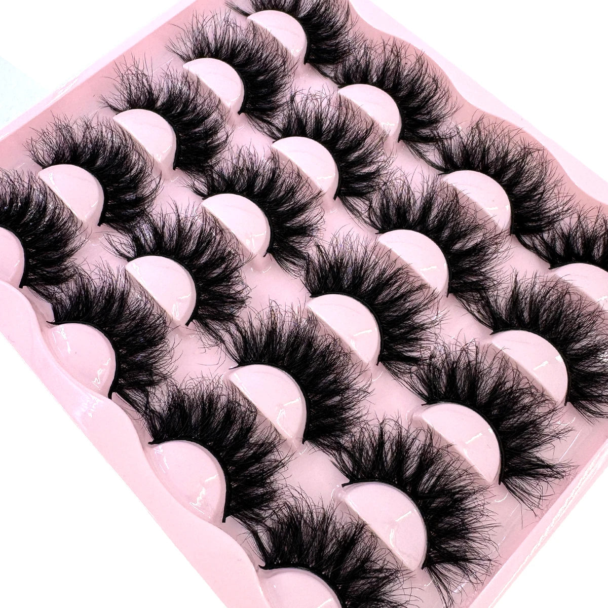 New 10 Pairs 3D Faux Mink Lashes Wispy Fluffy 25MM False Eyelashes Thick Volume Dramatic Cat Eye Lashes Long Strip Wispy Makeup