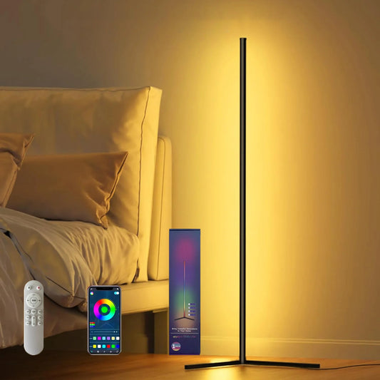 Smart RGBIC Corner Floor Lamp – Music Sync & DIY Colors