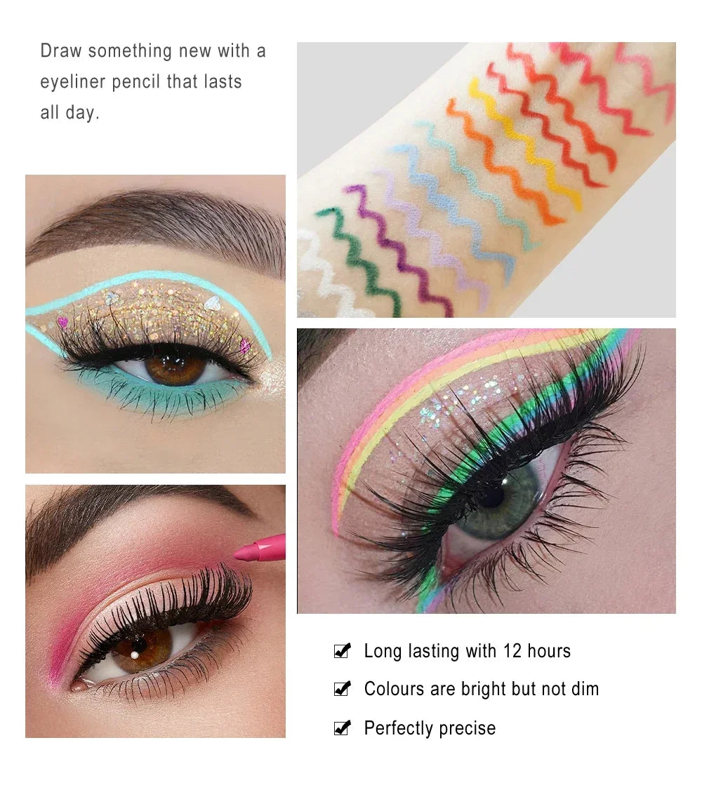 Matte Colorful Eye Liner Pen Cream 20 Colors Eyeliner Gel Pencils Option Easy To Wear Make Up Cosmetics White Yellow Blue Purple