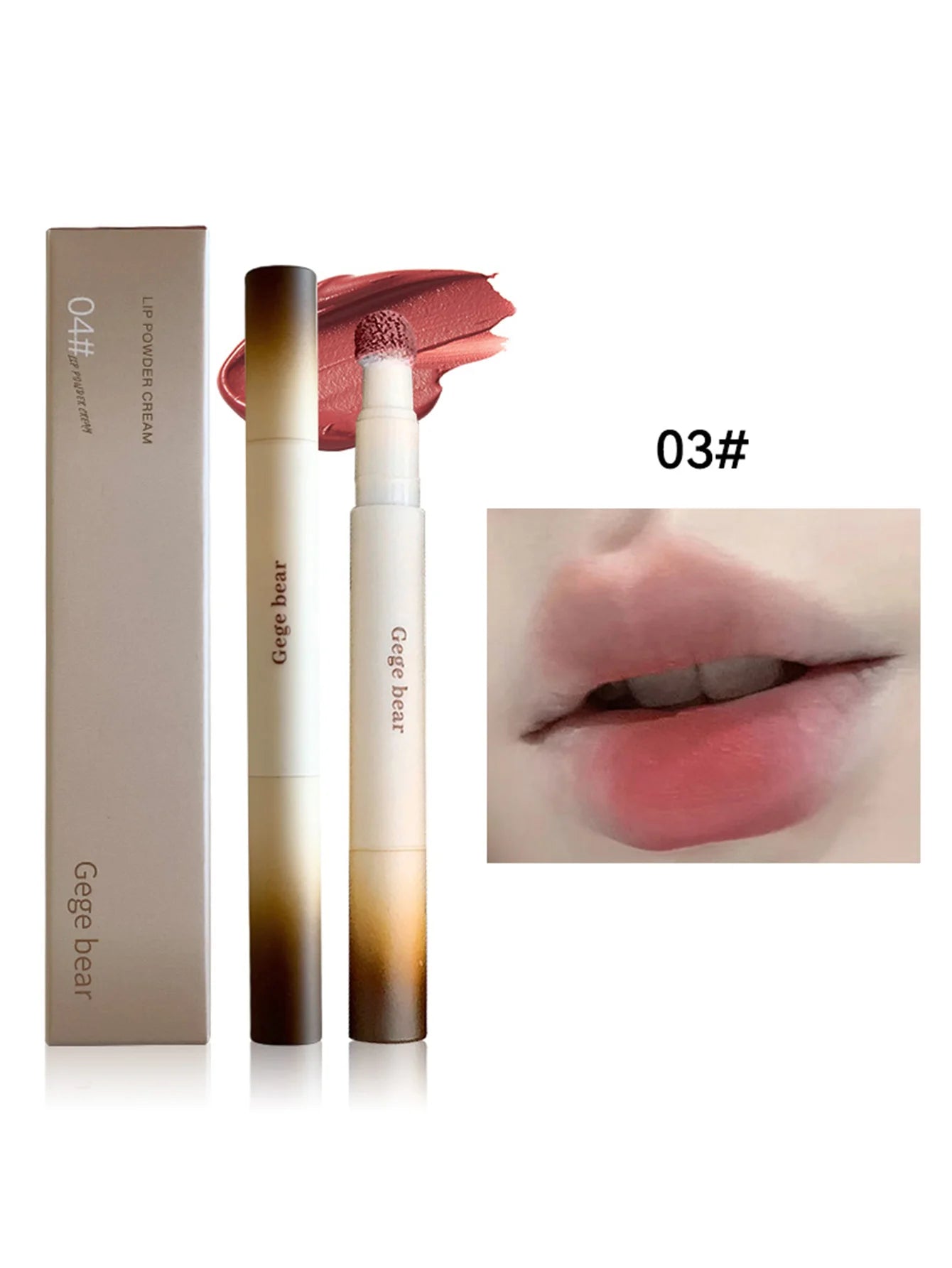 Gege Bear 1Pc Rotary Lipstick Pen - Velvet Matte, Easy Color, Waterproof For Autumn-Winter Liquid Lipstick,Natural makeup
