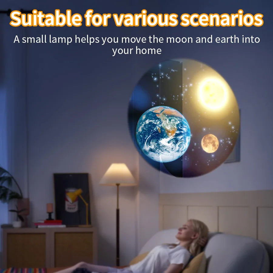USB Moon & Planet Projection Lamp – LED Night Light