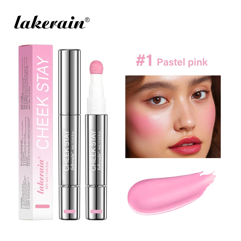 Cheek Blusher 6 colors Long-Lasting Cheek Stain All-Day Blendable Liquid Blush Long-Lasting Blush Sponge Applicator Cheek Makeup