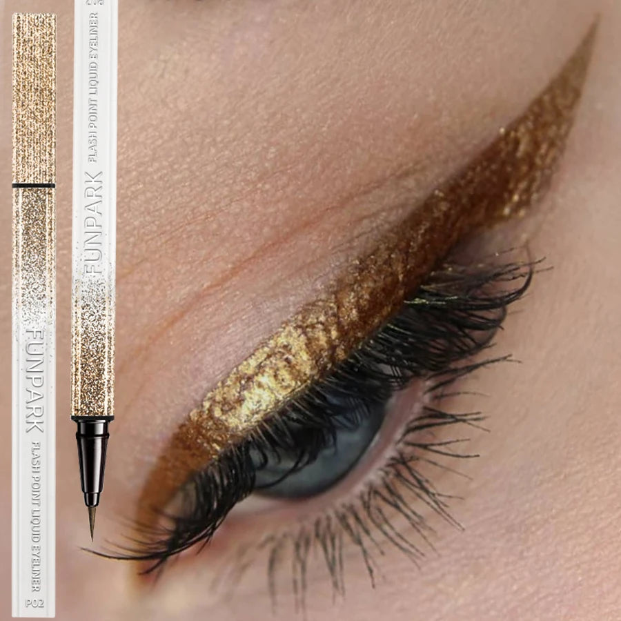 6 Color Diamond Shiny Eye Liner Eyeshadow Waterproof Quick-dry Silver Gold Metellic Pearlescent Liquid Eyeliner Makeup Gilfts