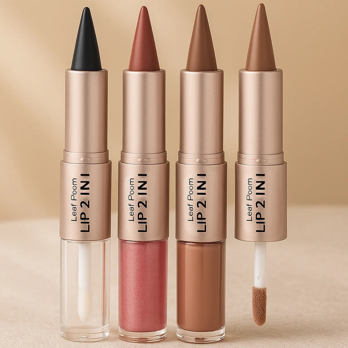 Black Brown Tapered Lip Liner Contour Pencil Double Head Mirror Plumping Lip Glaze Crystal Lip Gloss Sexy Red Lips Tint Makeup