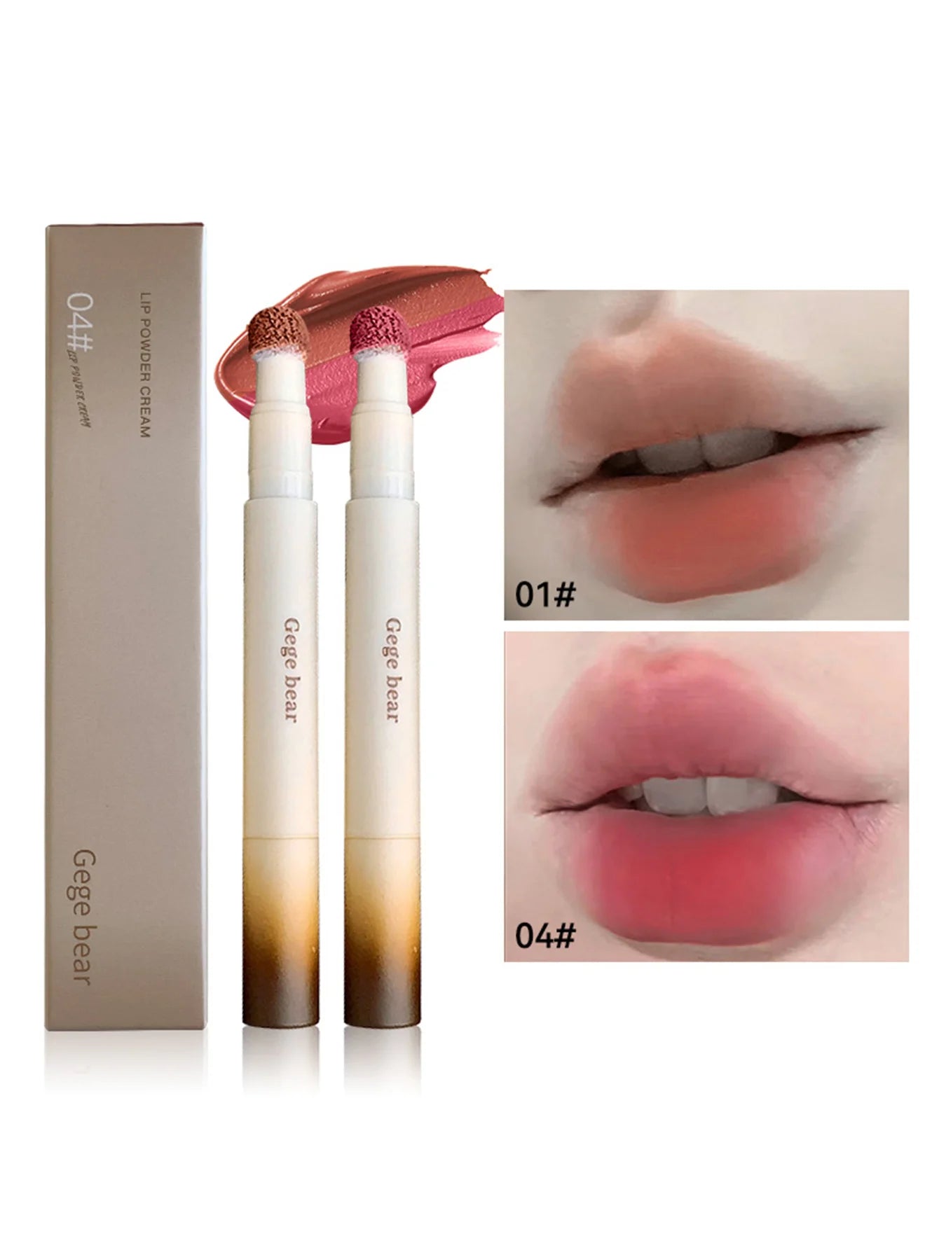 Gege Bear 1Pc Rotary Lipstick Pen - Velvet Matte, Easy Color, Waterproof For Autumn-Winter Liquid Lipstick,Natural makeup