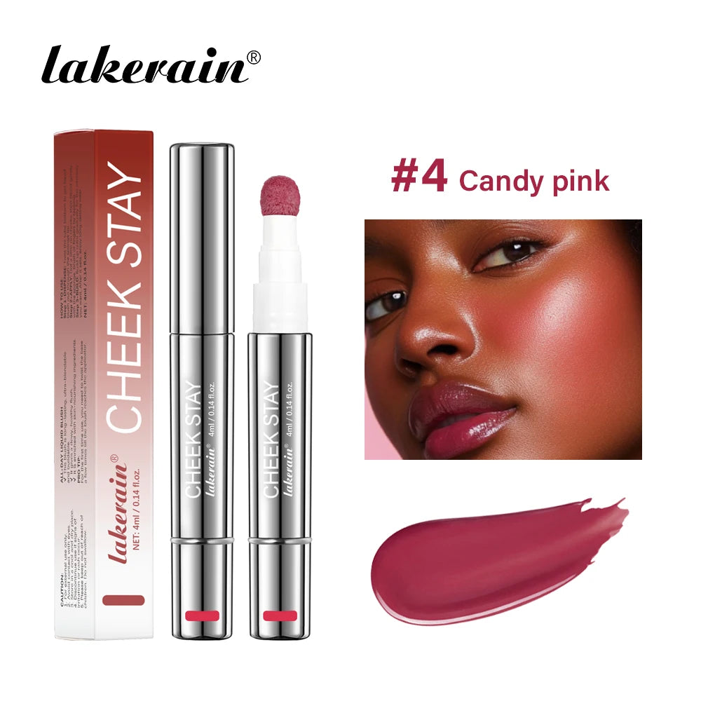 Cheek Blusher 6 colors Long-Lasting Cheek Stain All-Day Blendable Liquid Blush Long-Lasting Blush Sponge Applicator Cheek Makeup