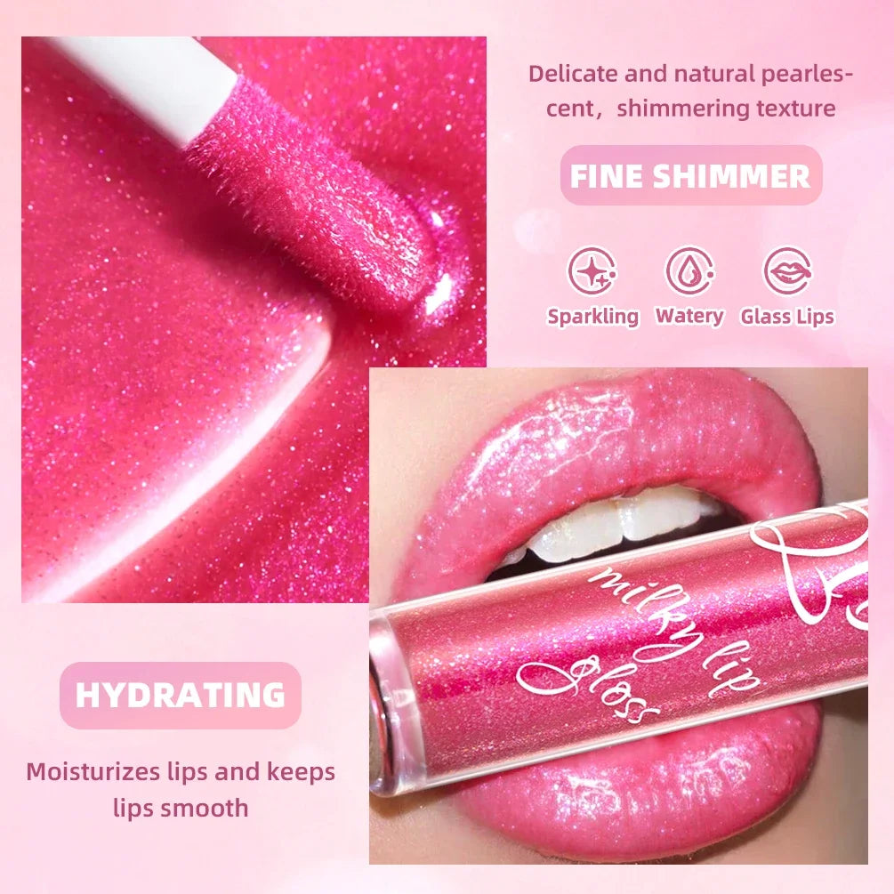 Qibest Lip Gloss 8-Colors Shimmering Lip Tint Moisturizing Hydratinglong-Lasting Shine Lip Stain Best-Selling Lip Gloss Makeup