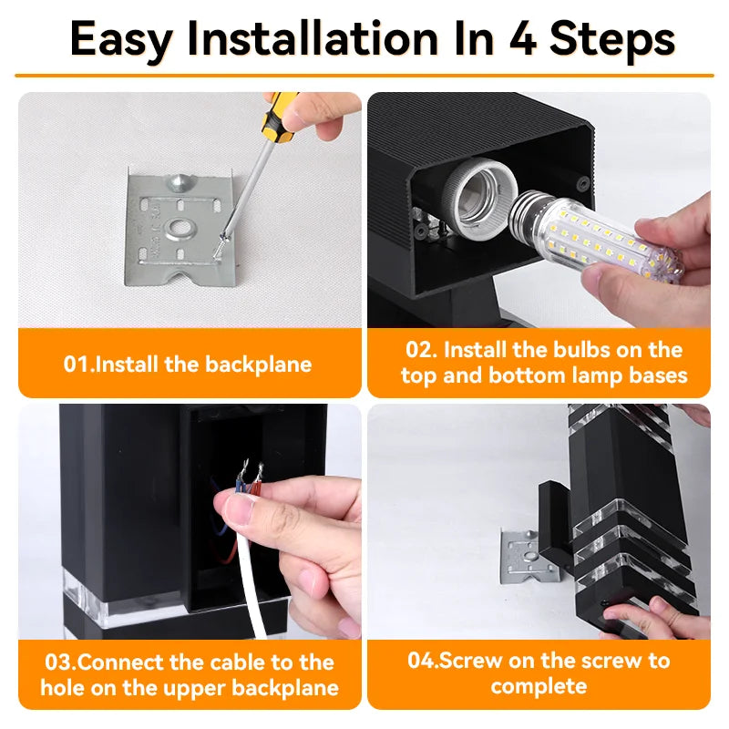 E27 LED Wall Light – IP65 Waterproof Indoor & Outdoor Lamp