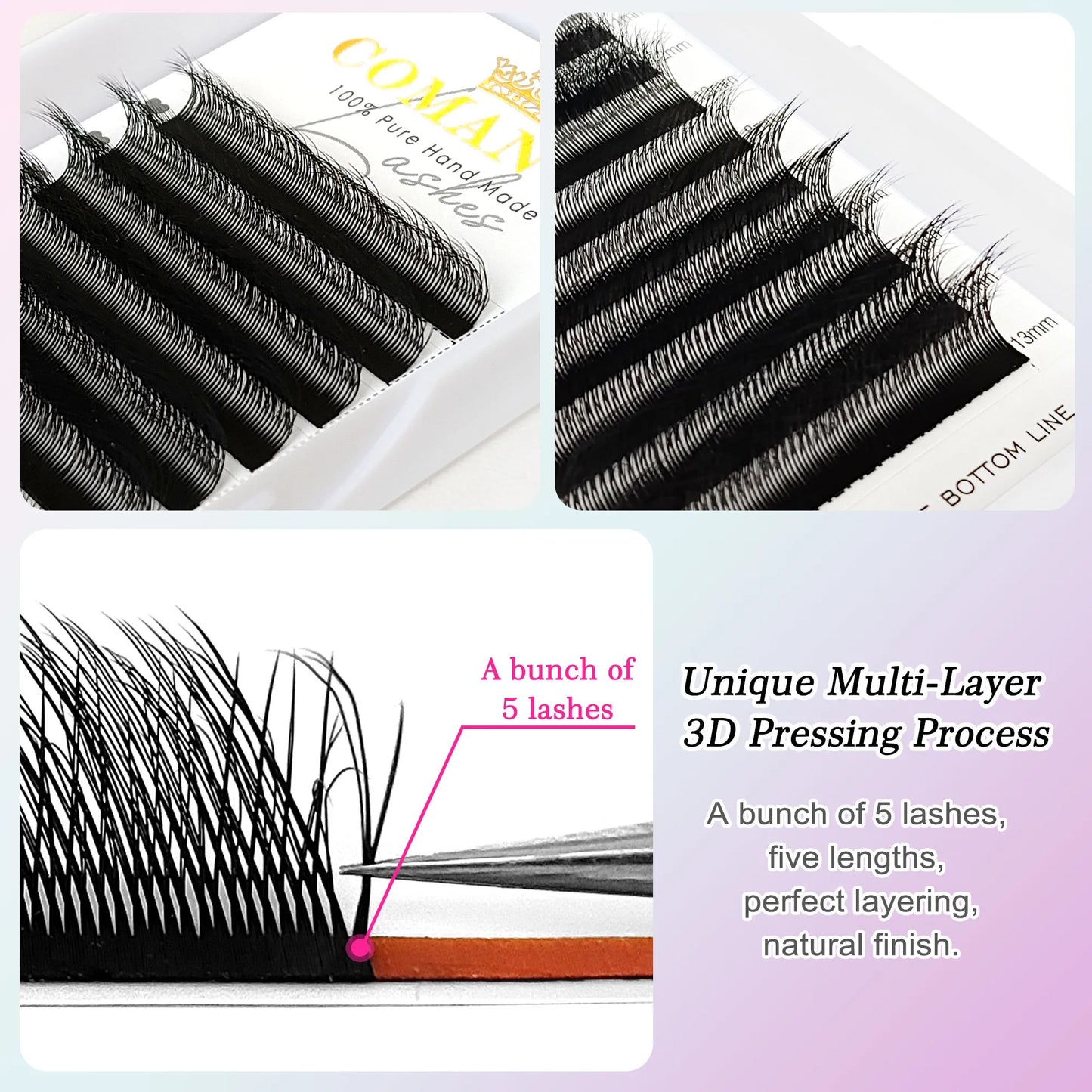 Fox 5D YY Shaped Eyelashes Extension 8-13Mix New Style Matte Black Natural Fox Lashes High Quality Make-up Eyelashes