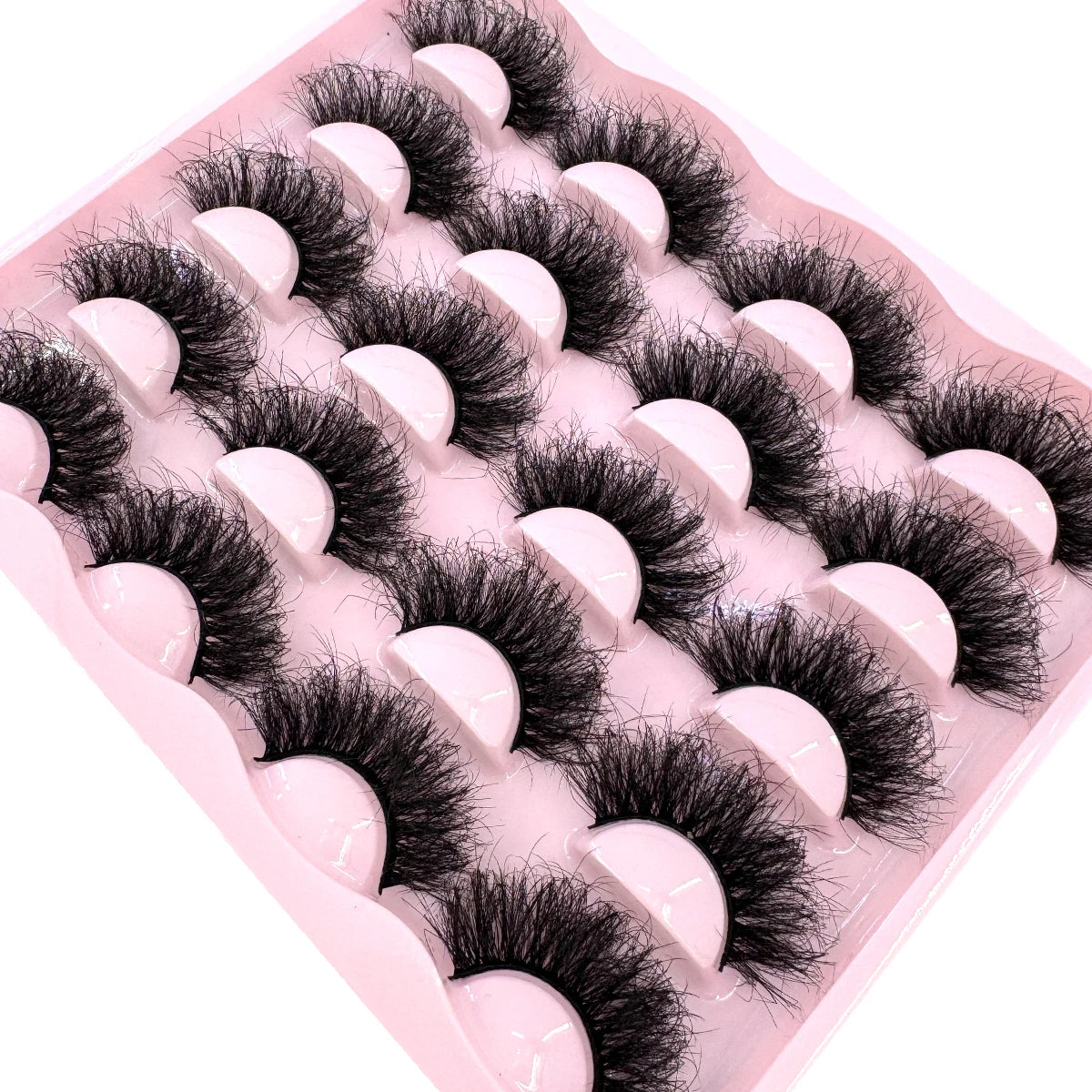 New 10 Pairs 3D Faux Mink Lashes Wispy Fluffy 25MM False Eyelashes Thick Volume Dramatic Cat Eye Lashes Long Strip Wispy Makeup