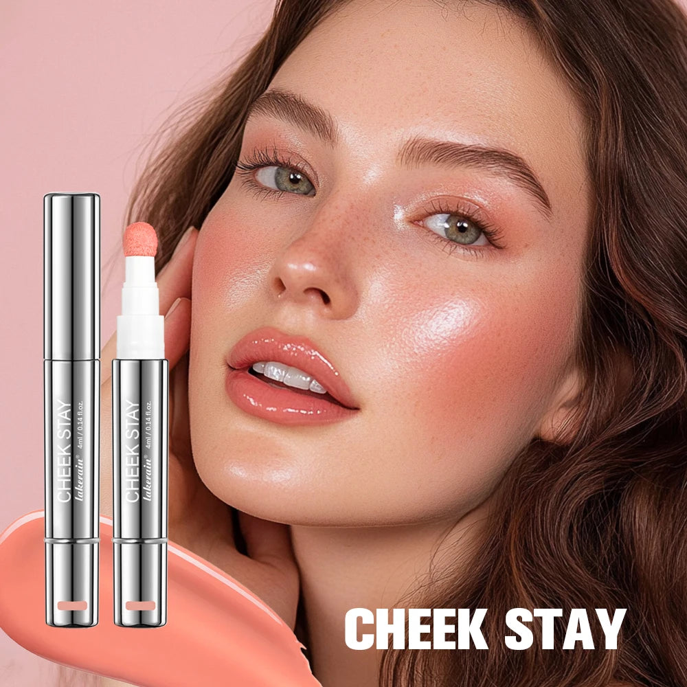 Cheek Blusher 6 colors Long-Lasting Cheek Stain All-Day Blendable Liquid Blush Long-Lasting Blush Sponge Applicator Cheek Makeup