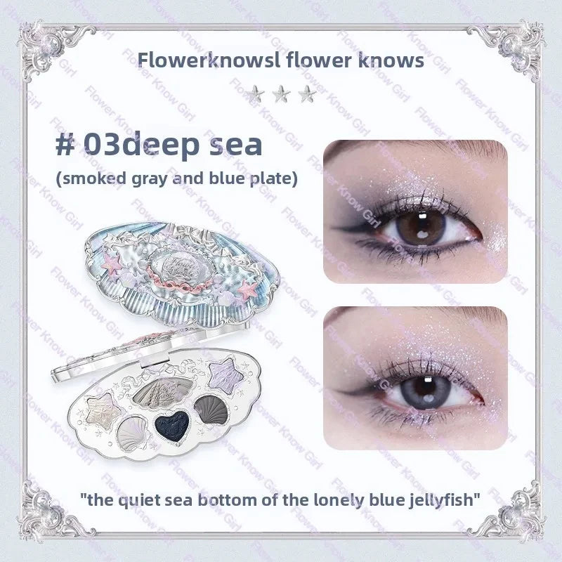 Flower Knows black Swan Ballet Eyeshadow Palette Matte Fine Shimmer Pearl Face Palette 6 Colour Glitter Eye Shadow