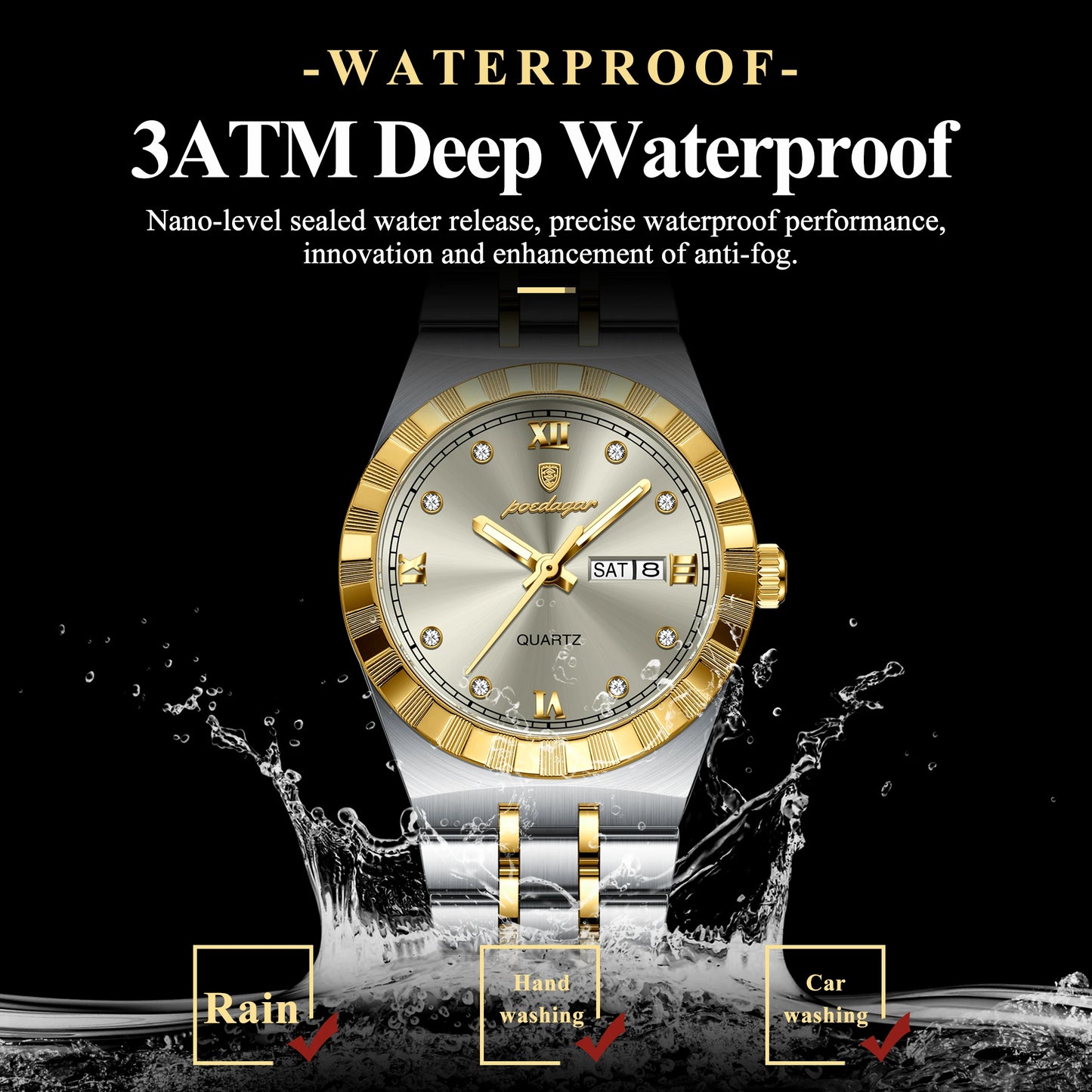 POEDAGAR Luxury Original Ladies Watch Luminous Waterproof Week Date Woman Wristwatch Stainless Steel Women Quartz Watches Female