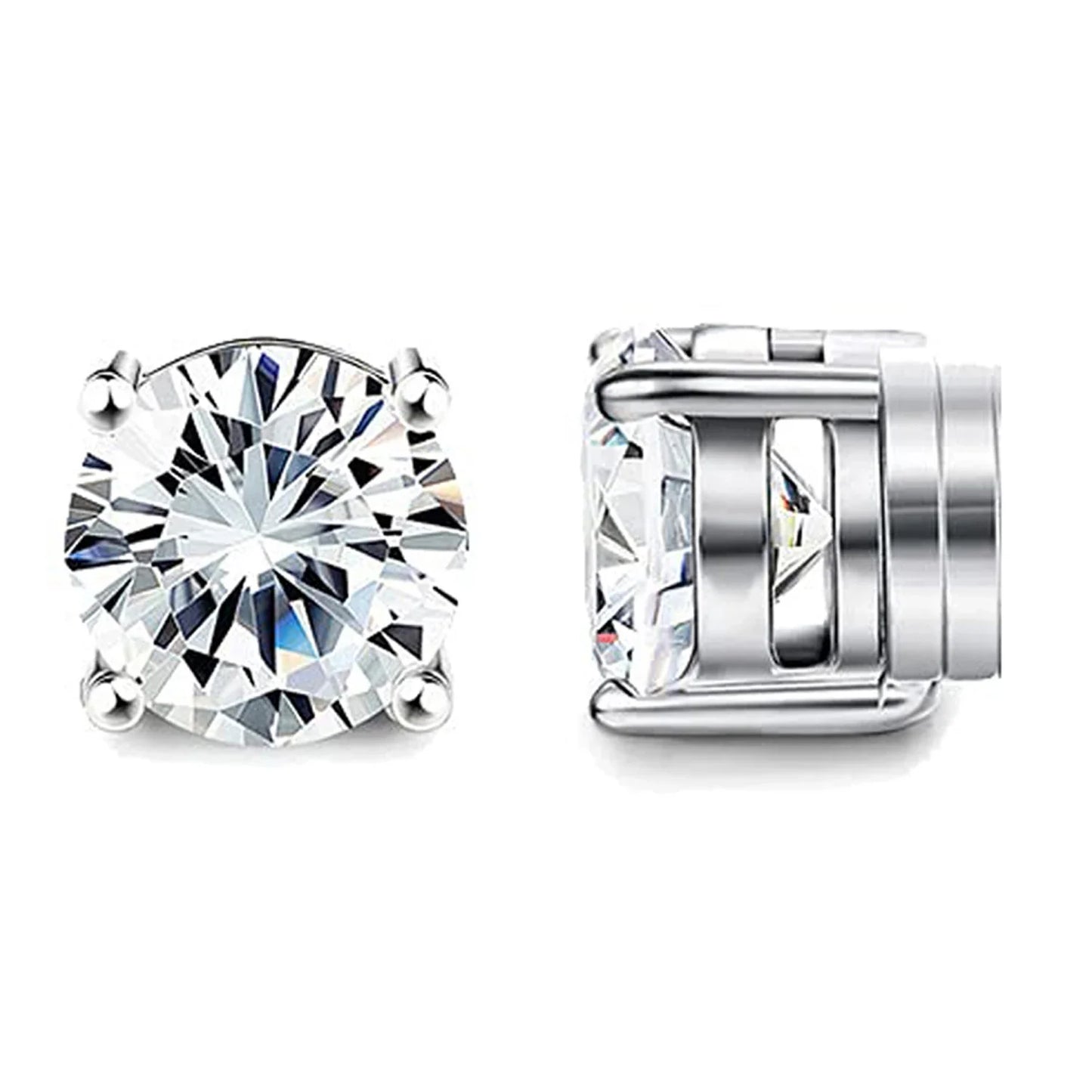 1-12 Pair Stainless Steel Magnetic Non Piercing Inlaid Cubic Zirconia Stud Earrings Clip on Hoop Earrings Set for Men Women