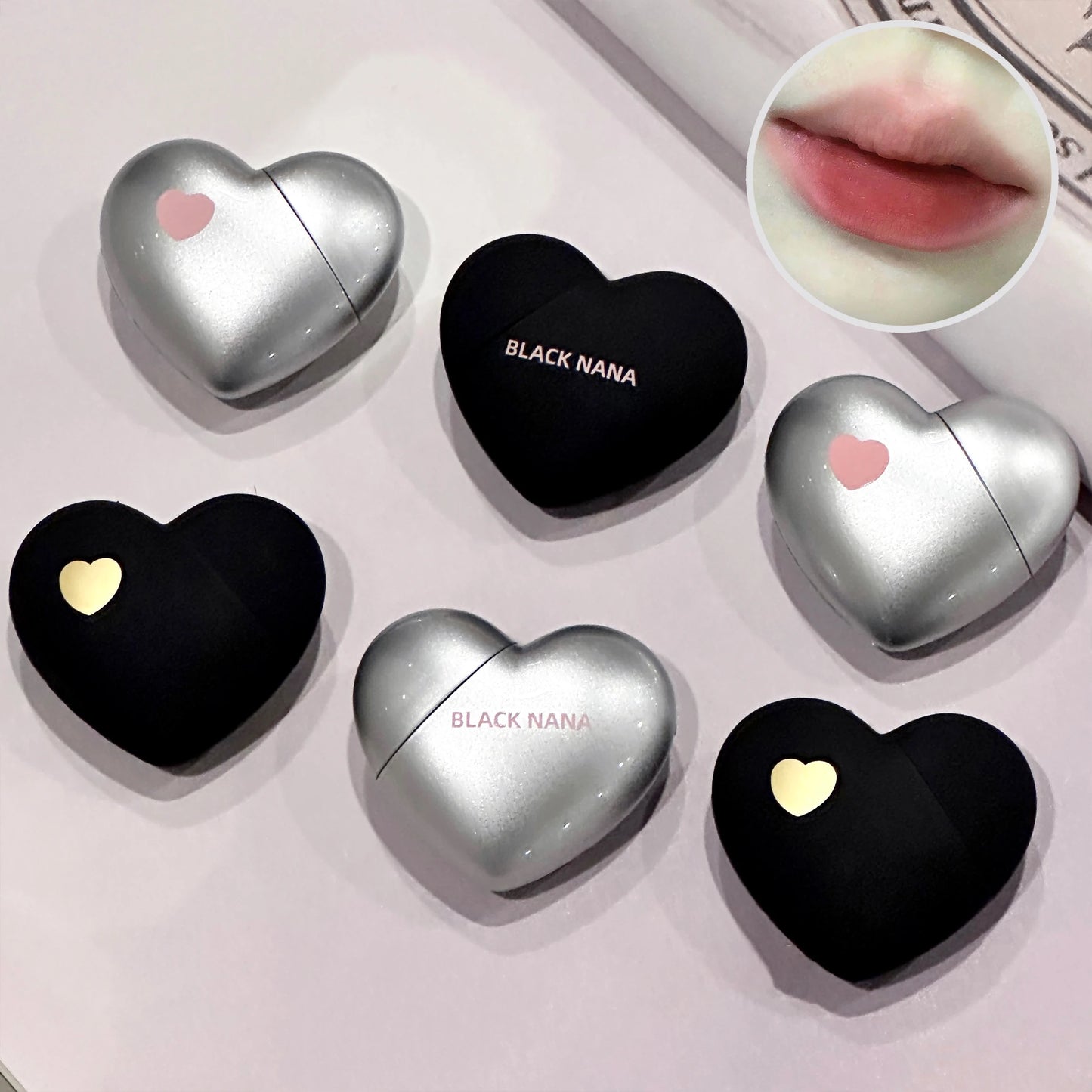 Mini Black Silver Heart Velvet Matte Lipstick Lip Mud Lip Gloss Nude Waterproof Lasting Lip Tint Cosmetic Makeup