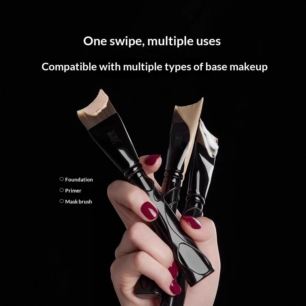 LISHU L-Shaped Foundation Brush Ultra Thin Curved Makeup Brush Seamless Liquid Concealer Blending Brush Professional Makeup Tool